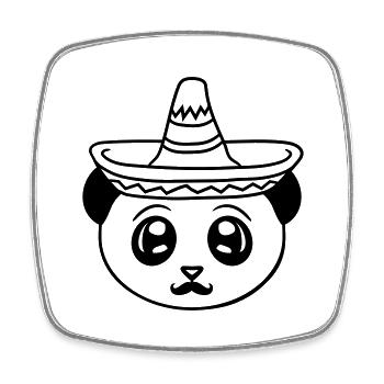 bouclier tête mexique mexicain sombrero chapeau moustache - Magnet carré - blanc - Devant