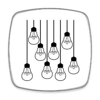 viele muster decke oben kabel haengen gluehbirne l - Viereckiger Kühlschrankmagnet - Weiß - Vorne