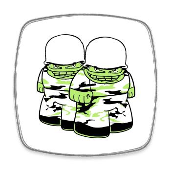 2 amis équipe couple soldat camouflage guerre armée - Magnet carré - blanc - Devant