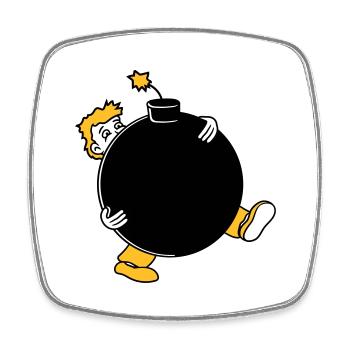 bomb explosion explode tnt dynamite dangerous - Square fridge magnet - white - Front