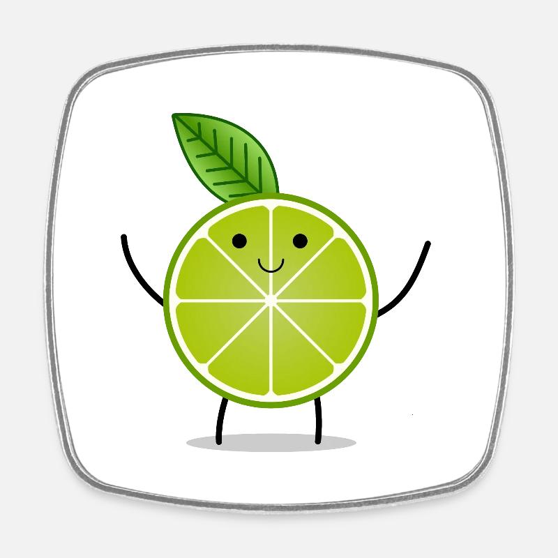 Lime with face and poor child motif gift - Square fridge magnet - white