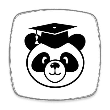 Panda avec mortier - doctorat, examen d'état - Magnet carré - blanc - Devant