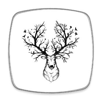 Fantasy deer - Square fridge magnet - white - Front