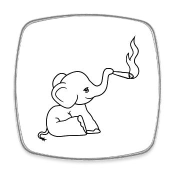 bekiffter elefant kiffen joint stoned weed cannabi - Viereckiger Kühlschrankmagnet - Weiß - Vorne