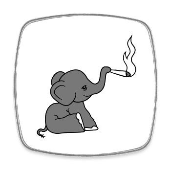 elefant bekifft kiffen joint stoned weed cannabis - Viereckiger Kühlschrankmagnet - Weiß - Vorne