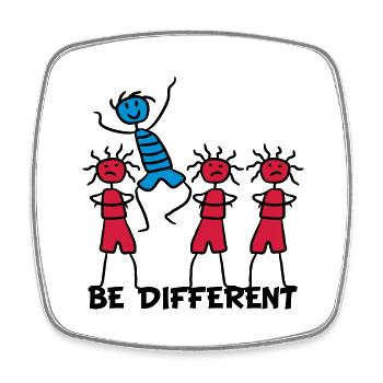 Happy Funny Boy Be Different - Viereckiger Kühlschrankmagnet - Weiß - Vorne
