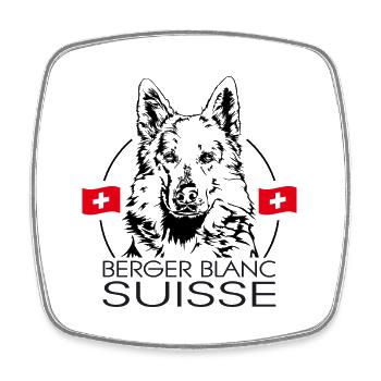 BERGER BLANC SUISSE Wilsigns Chien portrait chiens - Magnet carré - blanc - Devant