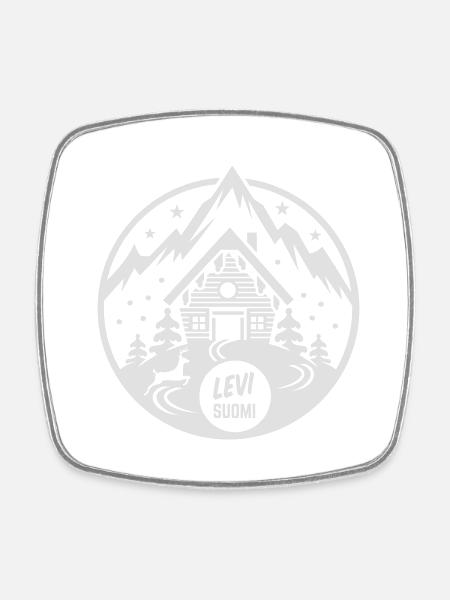 Levi Finnland Skigebiet - Viereckiger Kühlschrankmagnet - Weiß