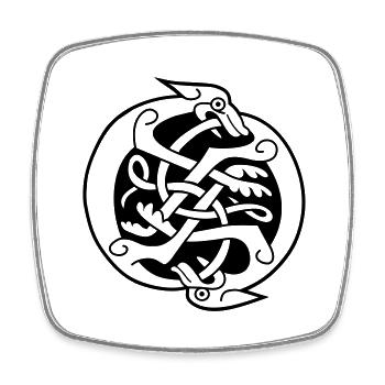 Irland T-Shirt Design Two Celtic Beasts - Viereckiger Kühlschrankmagnet - Weiß - Vorne