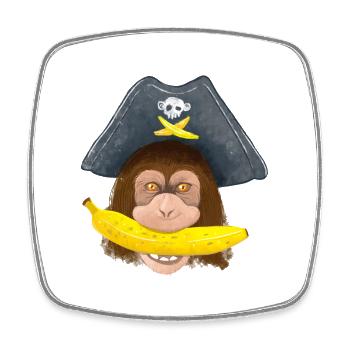 Going BANANAS Pirate chimpanzee - Square fridge magnet - white - Front