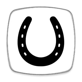 Hufeisen Clipart Symbol Form Pferde - Viereckiger Kühlschrankmagnet - Weiß - Vorne