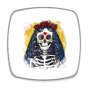 Santa Muerte oder Heiliger mexikanischer Tod - Viereckiger Kühlschrankmagnet - Weiß - Vorne