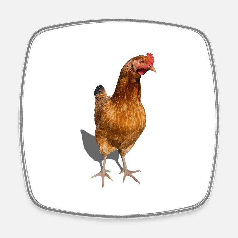 hen - Square fridge magnet - white