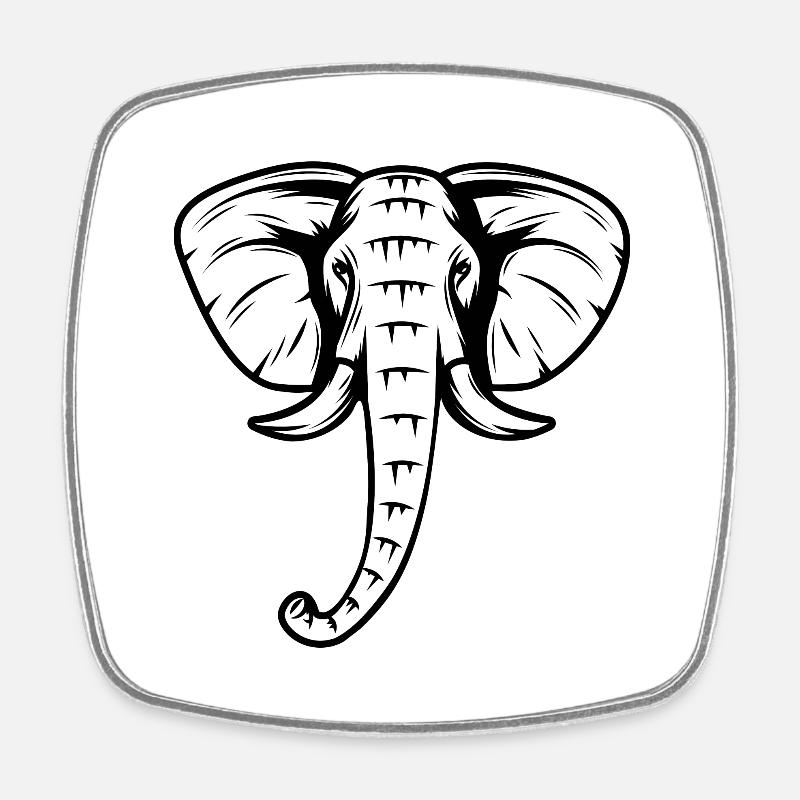 Eléphant - Magnet carré - blanc