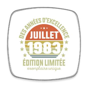 Anniversaire Millésime Fabriqué en juillet 1983 - Magnet carré - blanc - Devant