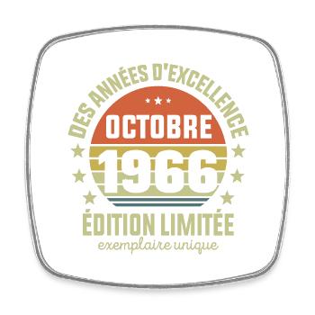 Anniversaire Millésime Fabriqué en Octobre 1966 - Magnet carré - blanc - Devant