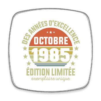 Anniversaire Millésime Fabriqué en Octobre 1985 - Magnet carré - blanc - Devant