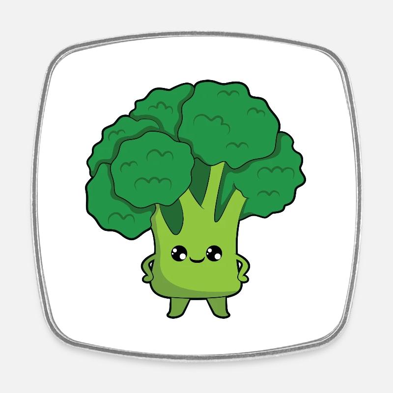 Brocoli - Magnet carré - blanc