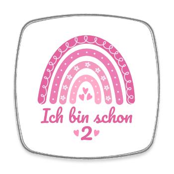 2. Geburtstag Mädchen Regenbogen Ich bin schon 2 - Viereckiger Kühlschrankmagnet - Weiß - Vorne