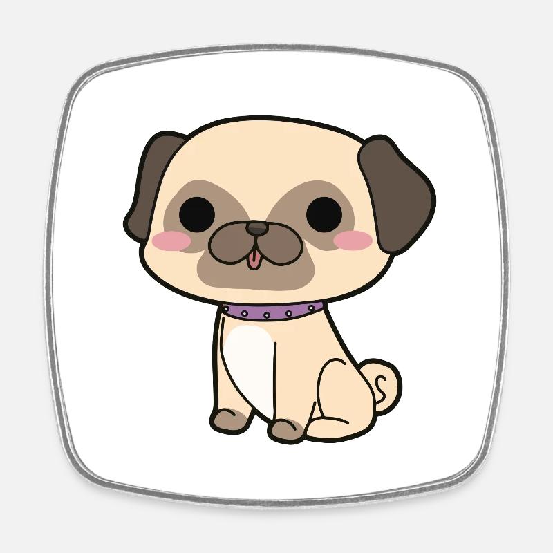 Mops - Viereckiger Kühlschrankmagnet - Weiß
