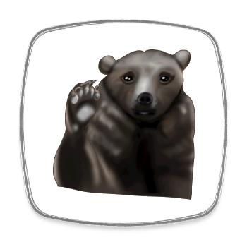 Ours brun - Magnet carré - blanc - Devant