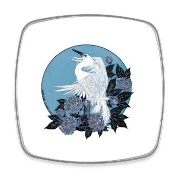 Bleu héron / Bleu héron - Magnet carré - blanc - Devant