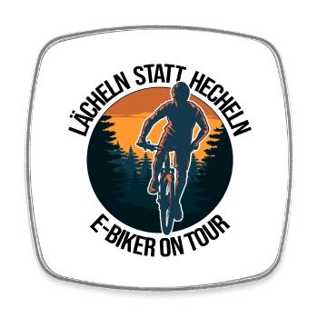 fahrrad akku e bike lächeln hecheln biker ebike - Viereckiger Kühlschrankmagnet - Weiß - Vorne