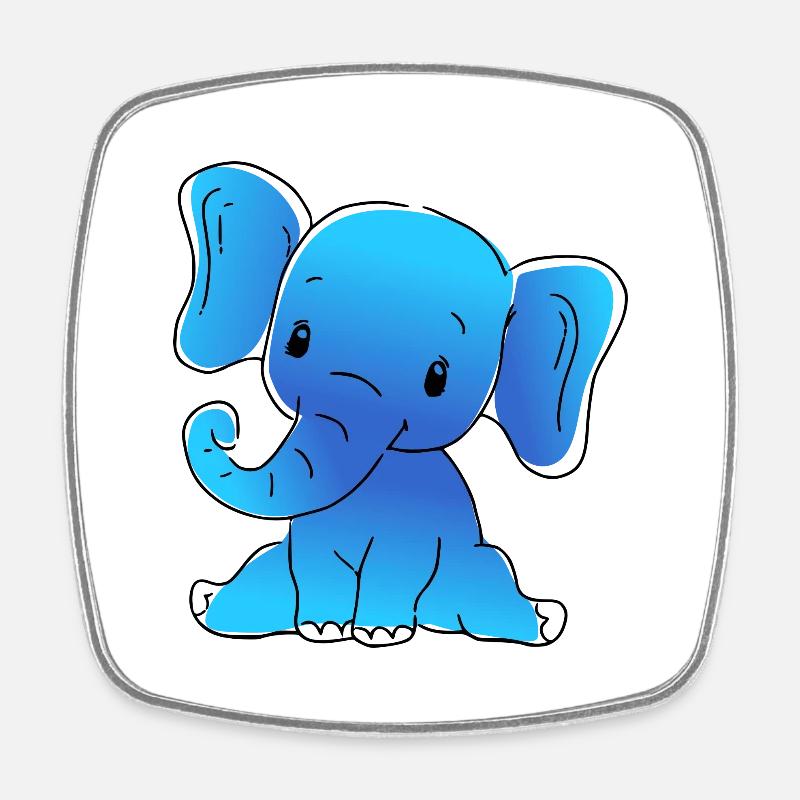 blue baby elephant - Square fridge magnet - white