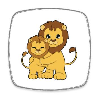 Lion Family Embrace - Square fridge magnet - white - Front