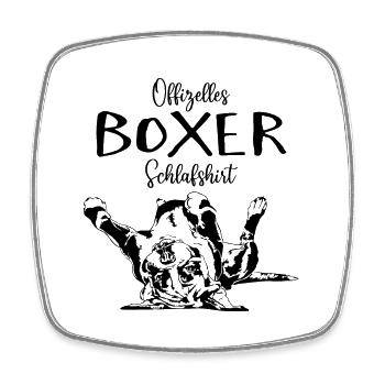Offizielles BOXER Schlafshirt Hund Wilsigns - Viereckiger Kühlschrankmagnet - Weiß - Vorne
