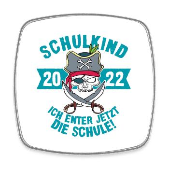 Schulkind 2022 - Einschulung Pirat Erstklässler - Viereckiger Kühlschrankmagnet - Weiß - Vorne