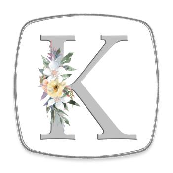 Personalisierbar Monogramm Watercolour Floral K - Viereckiger Kühlschrankmagnet - Weiß - Vorne