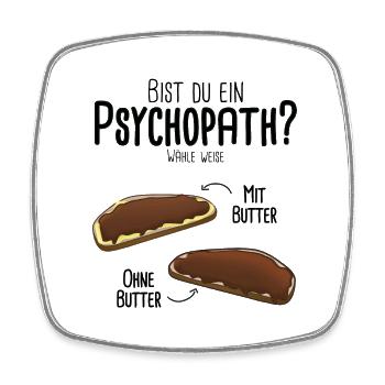 Schokocreme mit Butter oder ohne - Psychotest - Viereckiger Kühlschrankmagnet - Weiß - Vorne