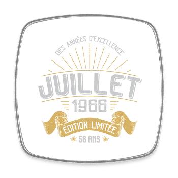 56 Ans Anniversaire Vintage Né(e) en Juillet 1966 - Magnet carré - blanc - Devant