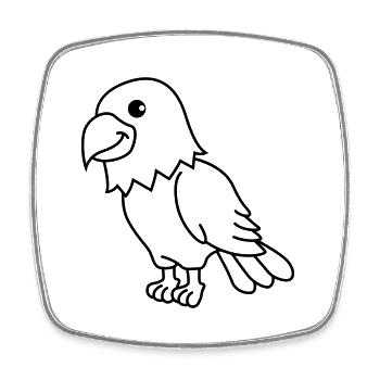 Adler Comic Tier - Viereckiger Kühlschrankmagnet - Weiß - Vorne
