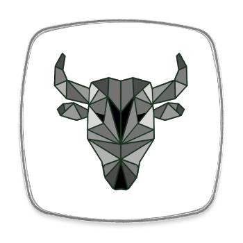 Stierkopf im Origami-Stil - Viereckiger Kühlschrankmagnet - Weiß - Vorne