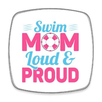 Swim Mom Loud & Proud Family Swimming - Viereckiger Kühlschrankmagnet - Weiß - Vorne