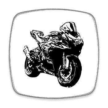 moto de course - Magnet carré - blanc - Devant