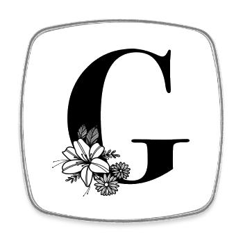 Buchstabe G - Viereckiger Kühlschrankmagnet - Weiß - Vorne