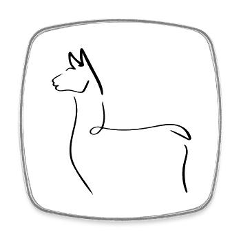 Alpaca Line Art - Minimaliste - Magnet carré - blanc - Devant