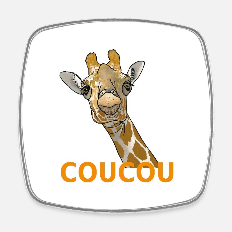 Girafe Coucou - Magnet carré - blanc