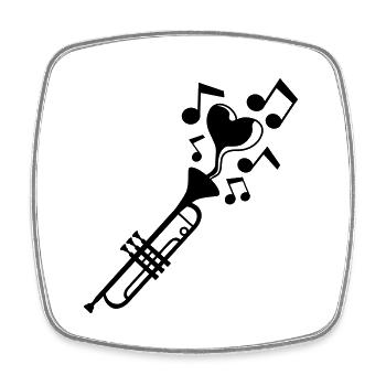 Notes de musique Heart Trumpet - Magnet carré - blanc - Devant
