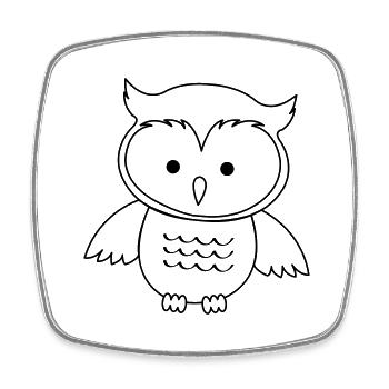Hibou - Magnet carré - blanc - Devant