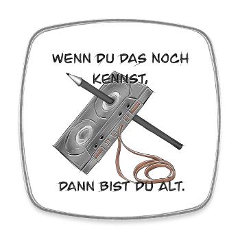 Kassette - Viereckiger Kühlschrankmagnet - Weiß - Vorne