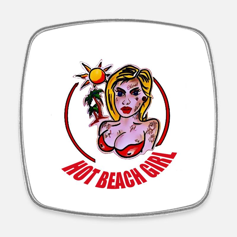 FILLE DE PLAGE CHAUDE - Magnet carré - blanc
