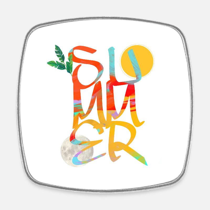 summer - Square fridge magnet - white