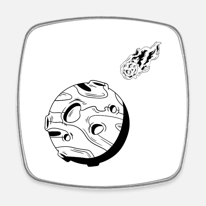 Planète et comète - Magnet carré - blanc