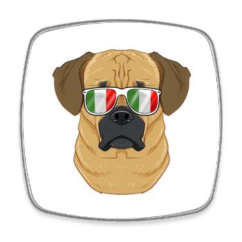 Puggle Italy Sunglasses I Italian Flag - Viereckiger Kühlschrankmagnet - Weiß - Vorne