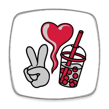 Peace Love Bubble Tea - Viereckiger Kühlschrankmagnet - Weiß - Vorne
