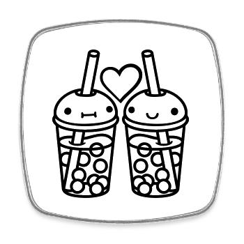 2 Team Bubble Tea - Viereckiger Kühlschrankmagnet - Weiß - Vorne